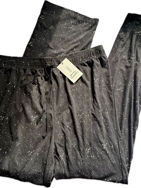 Men's Black Speckled Lounge Pants - Comfort Drawstring